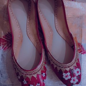 Red Floral Art Khussa