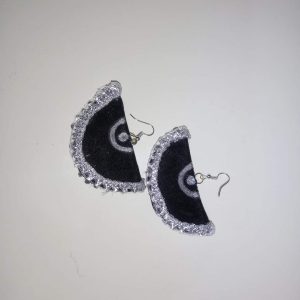 Black lace Half Moon Earrings