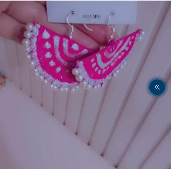 Pink Half Moon Pearl Earrings