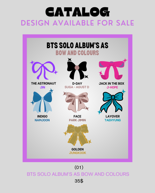 BTS Solo Album Covers as bow and colors